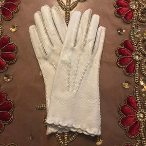 NEW! GORGEOUS DEERSKIN GLOVES SZ 7 IVORY, CREAM